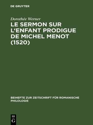 cover image of Le sermon sur l'Enfant prodigue de Michel Menot (1520)